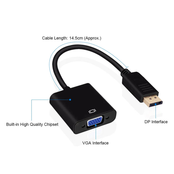 DisplayPort (DP) Male to VGA Female Adapter Cable